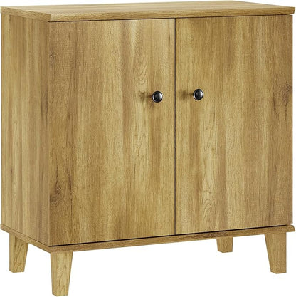 Modern Storage Cabinet 2 in 1 Buffet Storage with Wood Legs and Adjustable Shelf for Dinnig Room Living Room Entryway, Brown Oak