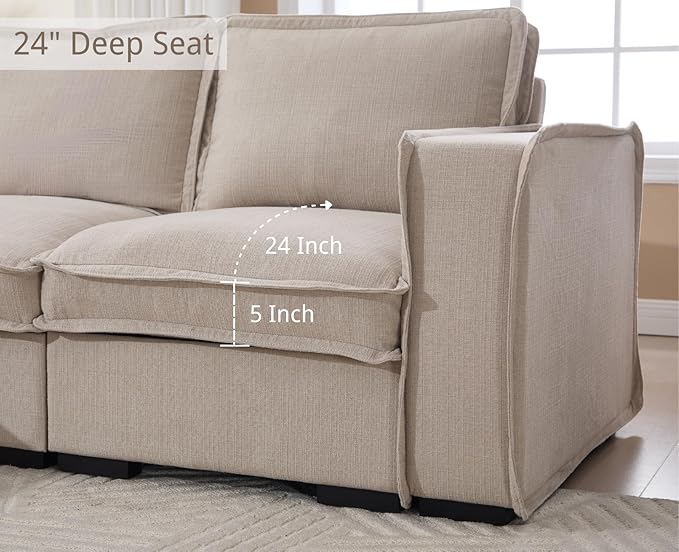 EALSON 67" Loveseat Sofa Modern Love Seat Sofa Comfy Fabric Linen Upholstered Cloud Couches Mid Century Modular 2-Seater Sectional Couch with Throw Pillows for Bedroom/Living Room/Apartment, Oatmeal