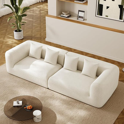 120'' Oversized Sectional Couches for Living Room Boneless Modular Sectional Sofa Plush Chenille Cloud Modular Couch Modern Sectionals with Deep Seat, No Assembly Required, 4 Seater, Beige