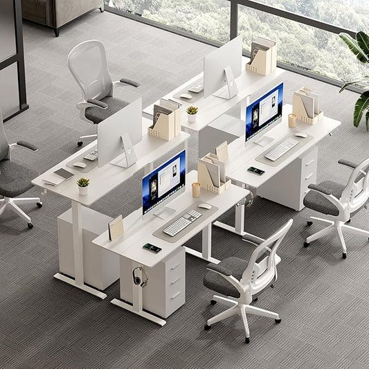 63 x 28 Inch Electric Standing Desk Adjustable Height, Sit Stand Desk, Stand up Desk for Home Office, Computer Workstation (Spliced Desktop,White)