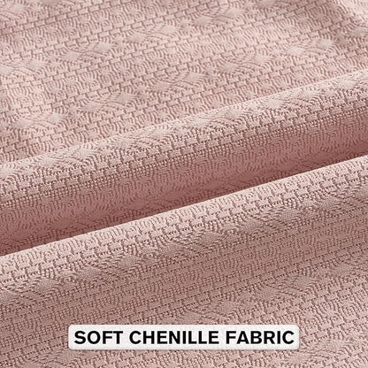 FUTEI Pink Chenille Throw Pillow Covers 20x20 Inch Set of 2,Soft Striped & Diamond Textured Cushion Cases,Modern Home Decor for Couch Living Room