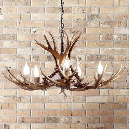 JONATHAN Y JYL6300A Eldora 30" Adjustable Resin Antler 5-Light LED Chandelier, Glam, Rustic,Cottage,Transitional, Dimmable Dining Room, Living Room, Kitchen, Foyer, Bedroom, Brown