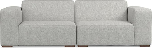 SIMPLIHOME Rex 2-Seater Modular Sofa in 100% Recycled Polyester Tightly Woven Performance Fabric, Pale Grey, 88-inches Wide, Handcrafted Modern-Style Loveseat Sofa for Living Room