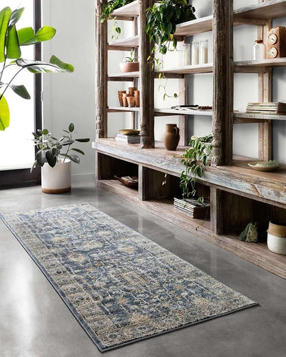 Loloi Teagan Collection TEA-03 Denim/Pebble 5'-3" x 7'-6" Area Rug, Large, Soft Neutral Rug, High-Traffic for Living Room, Bedroom, Home Office, Dining Area