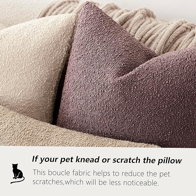 Foindtower Pack of 2, Decorative Textured Boucle Throw Pillow Covers Neutral Accent Solid Pillow Cases Cozy Soft Couch Cushion Case for Chair Sofa Bedroom Living Room Home Decor 22x22 Inch Dark purple