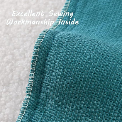 FUTEI Pack of 2 Teal Blue Decorative Throw Pillow Covers 20x20 Inch Soft Cozy Solid Boucle Textured Cushion Case,Modern Home Decor for Couch Bed Living Room