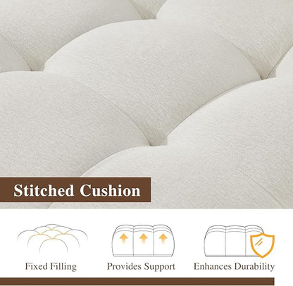 Cloud Sectional Couches, Comfort Linen U-Shape Modular Sofas with Wide Deep Seat, Down Filled Modern Upholstered Sofa Couch for Living Room, Apartment,Cream White