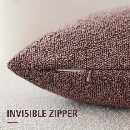 Foindtower Pack of 2, Decorative Textured Boucle Throw Pillow Covers Neutral Accent Solid Pillow Cases Cozy Soft Couch Cushion Case for Chair Sofa Bedroom Living Room Home Decor 22x22 Inch Dark purple