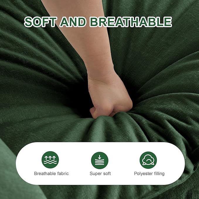 Modular Sectional Sofa, 111.5 Inch U-Shaped Cloud Sofa with Deep Seat Chenille Sofa with Cushions, Three-Self Sectional Sofa for Living Room Apartment,Evergreen