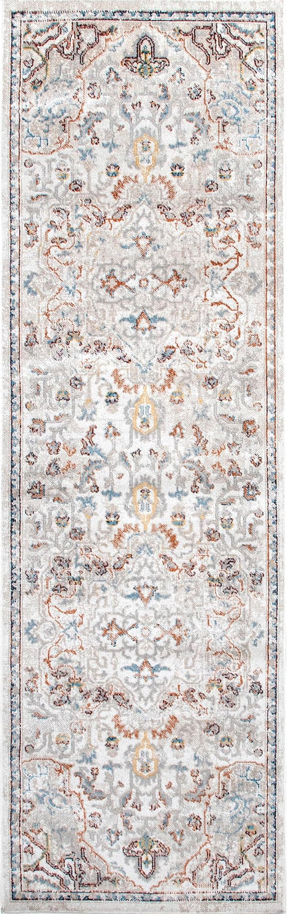 nuLOOM 2'8" x 8' Machine Washable Stain-Resistant Area Rug Medium Profile for Living Room, Bedroom, and Dining Room, Cady Beige