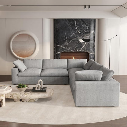 Cloud Couch Modular Sectional Sofa,160" V Shaped Convertible Couches with Corner Sofa for Living Room,5 Seater Minimalist Deep Couches,Sofa Covers Washable&Replaceable(Grey)