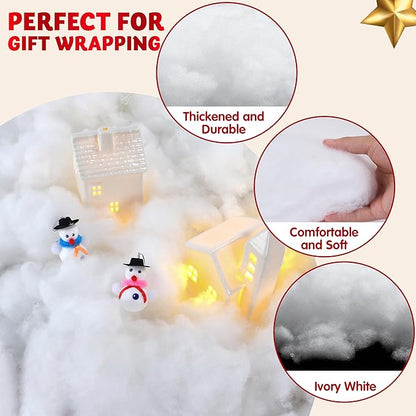 JOYIN 1 LB Fake Snow Cotton Christmas Decorations, Soft Snow Blanket for Christmas Village Accessories Indoor Winter Artificial White Clouds Craft Indoor Home Decor Tree Snowman Scene Display