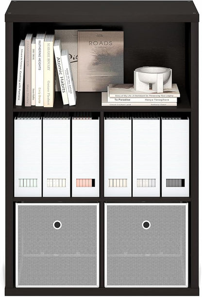 Furinno Cubicle Book Shelf, 5-Cube Bookshelf, Cube Storage Organizer Bookcase with Closed Back, 15.3 x 29.9 x 43.3, for Living Room, Bedroom, Home Office, Dark Oak