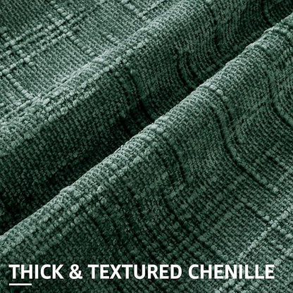 decorUhome Christmas Green Chenille Throw Pillow Covers 18x18 Set of 2 Thick Textured Slubby Couch Pillow Covers Farmhouse Accent Modern Neutral Decorative Pillow Cases for Bed Sofa Living Room
