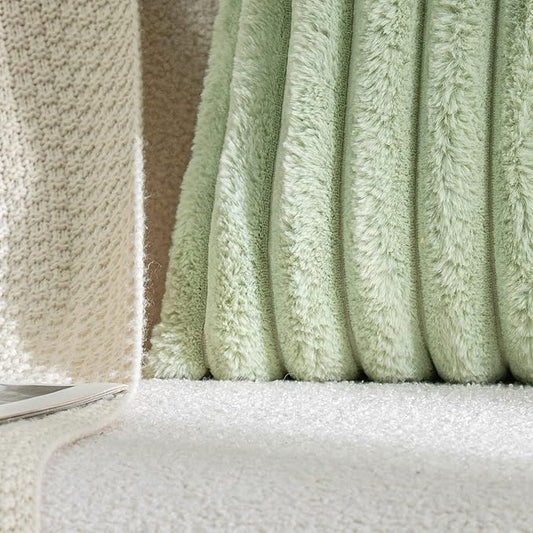 DEELAND Pack of 2,Double-Sided Faux Fur Plush Decorative Throw Pillow Covers Fuzzy Striped Soft Pillowcase Cushion Covers for Sofa Couch Bedroom Green 12x20 inch