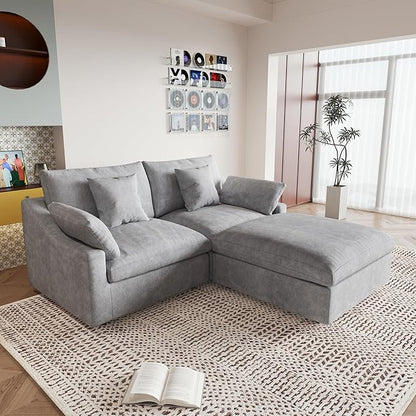 JACH Sectional Couches for Living Room, Cloud Sectional Couch with Deep Seat, Love Seat Modular Sofa with Chaise, Covers Removeable & Washable, Sofas Furniture for Living Room, Light Grey