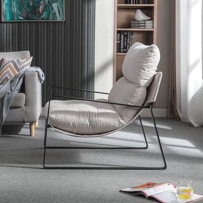 LukeAlon Modern Linen Accent Armchairs Set of 2, Upholstered Soft Living Room Chairs with Metal Base Removable Thickened Cushion Sofa Chairs Comfy Lounge Chair for Bedroom Living Room, White
