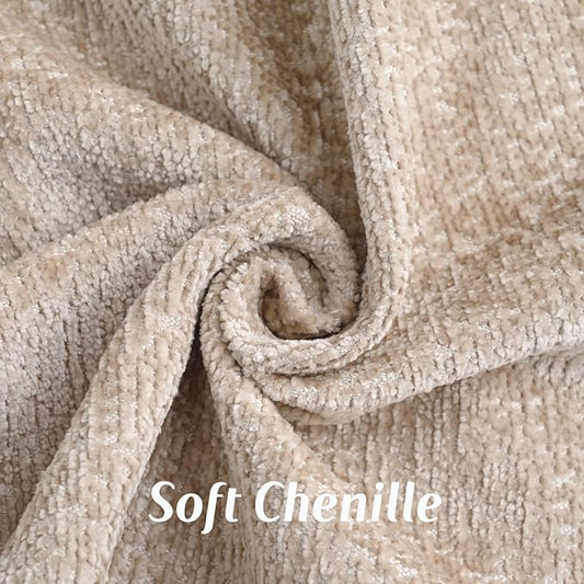 FUTEI Oatmeal Chenille Throw Pillow Covers 18x18 Inch Set of 2,Soft Cozy Bound Edge Design Cushion Case,Home Decor for Couch Bed Living Room