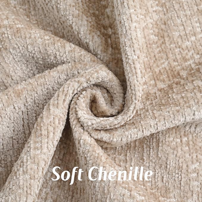 FUTEI Oatmeal Chenille Throw Pillow Covers 16x16 Inch Set of 2,Soft Cozy Bound Edge Design Cushion Case,Home Decor for Couch Bed Living Room