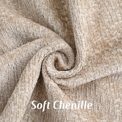 FUTEI Oatmeal Chenille Throw Pillow Covers 16x16 Inch Set of 2,Soft Cozy Bound Edge Design Cushion Case,Home Decor for Couch Bed Living Room