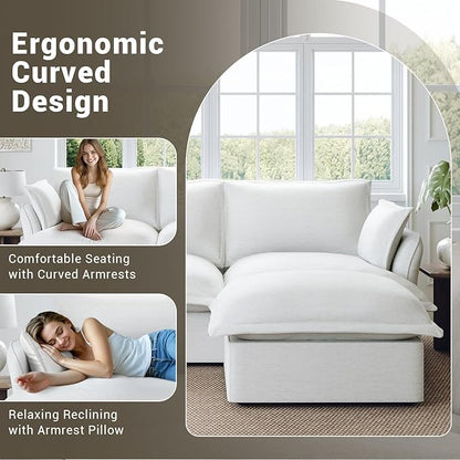 111” Oversized Modular Sectional Sofa, Comfy Down Fill Cloud Couch, L Shaped 4 Seater Couches with Washable Cover, Convertible Sectional Couches for Living Room, Cream White