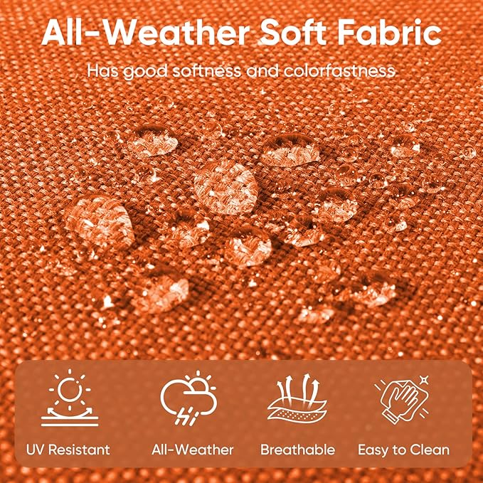 8-Piece Outdoor Patio Cushion Set - Fade & Water Resistant with Removable Olefin Cover, 22x24x4 Inch Memory Foam Cushions for Wicker Sectional Sofa – Orange/Buckle
