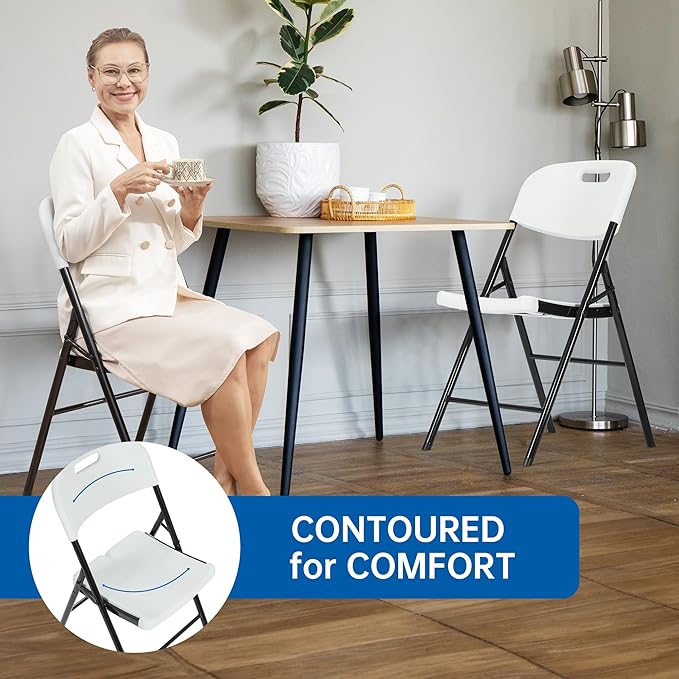 70 Pack Thicker 800 LBS White Folding Chairs, Commercial Grade Folding Chair, Foldable Chairs for Events