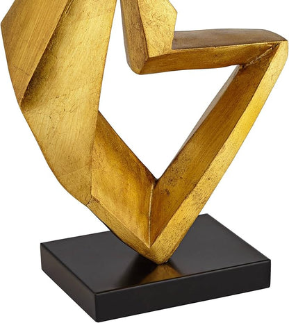 Possini Euro Design Zeus 29 1/2" Tall Modern Glam End Table Lamp Sculptural Gold Leaf Finish Living Room Bedroom Bedside Nightstand House Office Home Reading Kitchen Entryway Console Family Dining