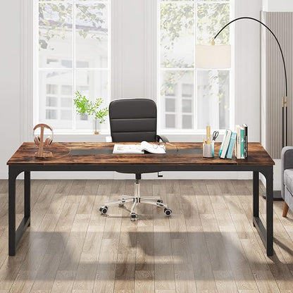 Tribesigns Modern Computer Desk, 78.7 x 39.4 inch X Large Executive Office Desk Computer Table Study Writing Desk Workstation for Home Office,Rustic/Black