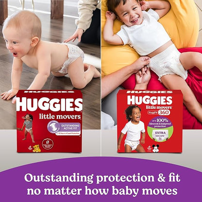 Huggies Size 6 Baby Diapers, Little Movers HuggFit 360° Baby Diapers with 360° Waistband, Size 6 (35+ lbs), 17 Count, Packaging May Vary
