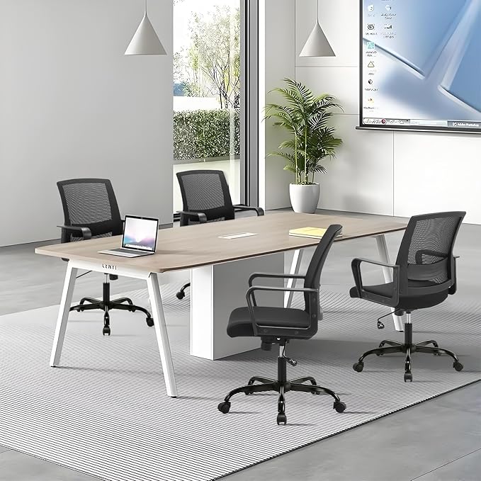CLATINA Ergonomic Desk Chair, Mid Back Mesh Computer Chair with Lumbar Support and Armrest, Height Adjustable Swivel Chair for Home Office, Black (4PK)