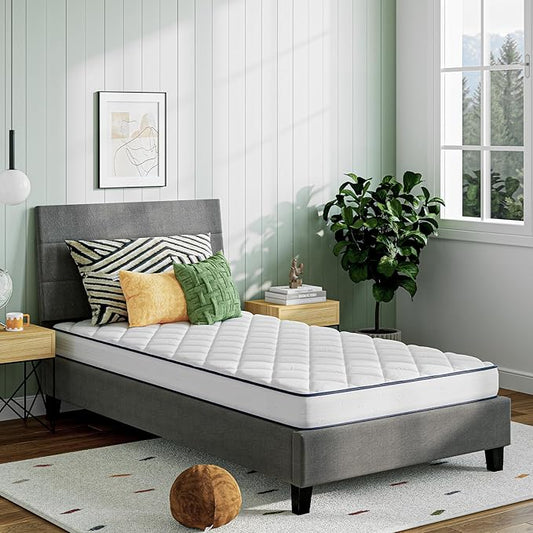 Novilla Twin Mattress 6 Inch, Foam and Spring Hybrid Mattresses for Restful Sleep, Twin Mattress for Kids, Medium Firm, CertiPUR-US Certified Foam, Durable Support, Eco-Friendly Packaging