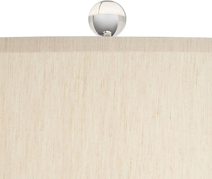 Possini Euro Design Teresa Coastal Modern Table Lamp with Square Riser 32.5" Tall Blue Teal Drip Ceramic Beige Drum Shade Living Room Bedroom House Bedside Nightstand Home Office (Color May Vary)