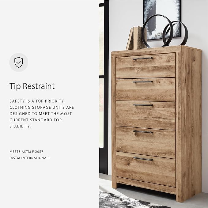 Signature Design by Ashley Hyanna Rustic 5 Drawer Chest, Rustic