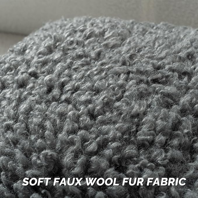 FUTEI Dark Grey Decorative Throw Pillow Covers 26x26 Inch Set of 2,Soft Fluffy Faux Wool Fur Boucle Textured Euro Pillow Shams,Modern Home Decor for Couch Bed Living Room Office
