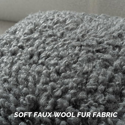 FUTEI Dark Grey Decorative Throw Pillow Covers 24x24 Inch Set of 2,Soft Fluffy Faux Wool Fur Boucle Textured European Cushion Case,Modern Home Decor for Couch Bed Living Room Office