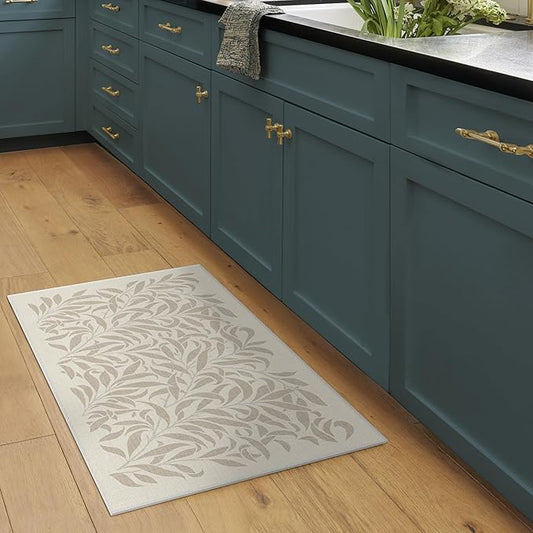 RUGGABLE x Morris & Co Machine Washable Area Rug – Pure Willow Boughs Natural 2x3, Stain-Resistant, Non-Slip – Small Rugs for Living Room, Bedroom, Hallway, Entryway & Bathroom–with Cushioned Pad