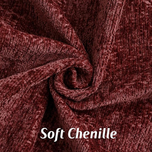 FUTEI Burgundy Chenille Throw Pillow Covers 20x20 Inch Set of 2,Soft Cozy Bound Edge Design Cushion Case,Home Decor for Couch Bed Living Room