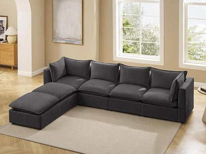 VANOMi Modular Sectional Sofa, 6 Seater Sectional Sofa Modular Sectional Couch for Living Room, U Shape Sofa