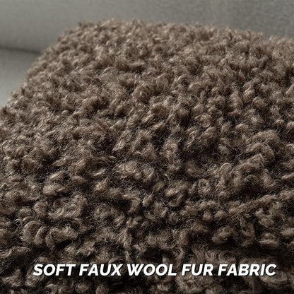 FUTEI Chocolate Decorative Throw Pillow Covers 12x20 Inch Set of 2,Soft Fluffy Faux Wool Fur Boucle Textured Lumbar Pillow Case,Modern Home Decor for Couch Bed Living Room Office