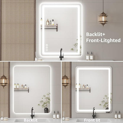 30" x 36" Led Bathroom Mirror with Lights, Anti-Fog & Tri-Color Lighting - Wall Mounted Shaving Mirror with Touch Sensor, Waterproof & Smart LED Vanity Mirror,Tempered Glass, Dimmable Smart Mirror