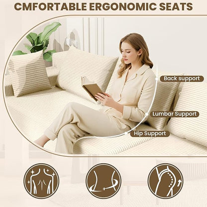 LEVELEVE 107" Cloud Sectional Couch with Deep Seat，Modern Modular Sofa with L-Shape Chaise，No Assembly Required, Upholstered Couches for Living Room Bedroom(Beige,Right Facing Chaise)