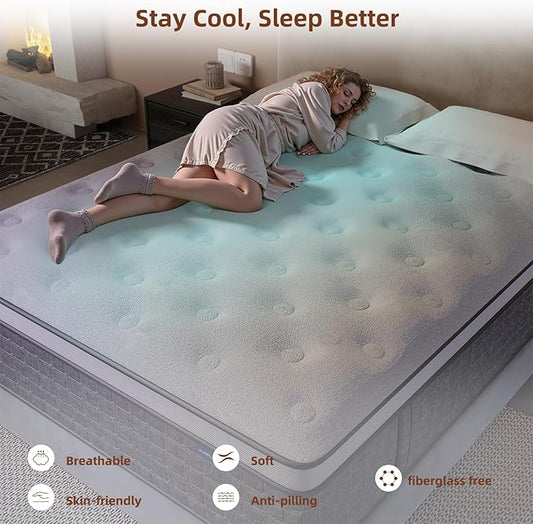 Mattress Queen Size, Medium Firm 14 Inch Mattress with Extra Lumbar & Shoulder Support, Hybrid Mattresses with Gel Memory Foam Pain Relief - Fiberglass Free - No Odor - 365 Night Trial
