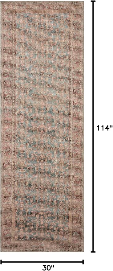 Loloi Angela Rose Aubrey Collection AUB-04 Blue/Terracotta 2'-6" x 9'-6", .19" Pile Height, Runner Rug