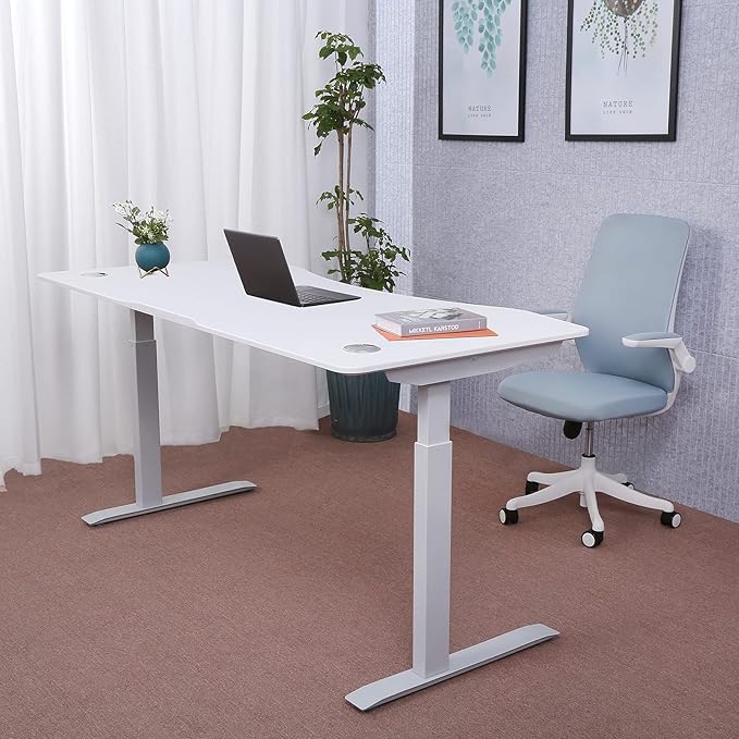 ApexDesk Elite Pro Series 60" x 27" Electric Height Adjustable Stand up Desk, Sit Stand Home Office Desk, Computer Desk - Curved White