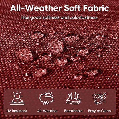 8-Piece Outdoor Patio Cushion Set - Fade & Water Resistant with Removable Olefin Cover, 22x24x4 Inch Memory Foam Cushions for Wicker Sectional Sofa – Red/Buckle