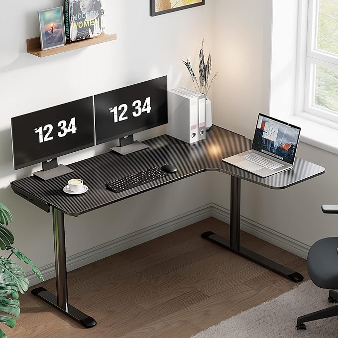 EUREKA ERGONOMIC L Shaped Gaming Desk, 60 Inch L60 Home Office Corner PC Computer Gamer Table Large Writing Workstation Gifts w Mouse Pad Cable Management, Space Saving, Easy to Assemble, Right Black