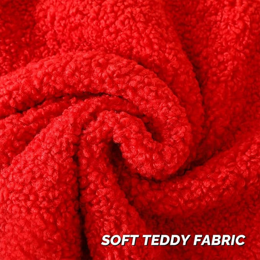 FUTEI Christmas Red Throw Pillow Covers 16x16 Inch Set of 2,Furry Faux Fur Teddy Boucle Textured Cushion Covers,Soft Fluffy Decorative Pillow Case,Home Decor for Couch Bed Living Room Office Car