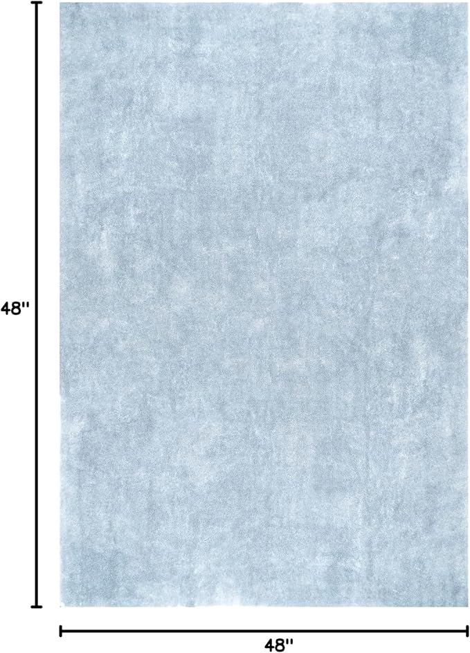 nuLOOM 4' Square Cozy Plush SuperiorWash Area Rug, Machine Washable, Non-Slip, Soft Fluffy Shag Carpet for Living Room Bedroom Kids Room Nursery Home Decor, Loni Light Blue