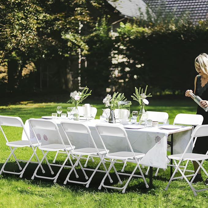 Folding Chairs 30 Pack,White Plastic Folding Chairs for Indoor Outdoor,Portable Stackable Commercial Seat with Steel Frame 350lb.Capacity for Party Events Wedding Dining Picnic Office(30 Pack)